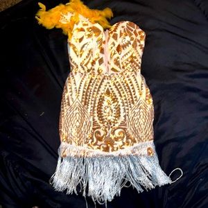 Purchased from boutique online ..Gold sequins off shoulder party dress ..